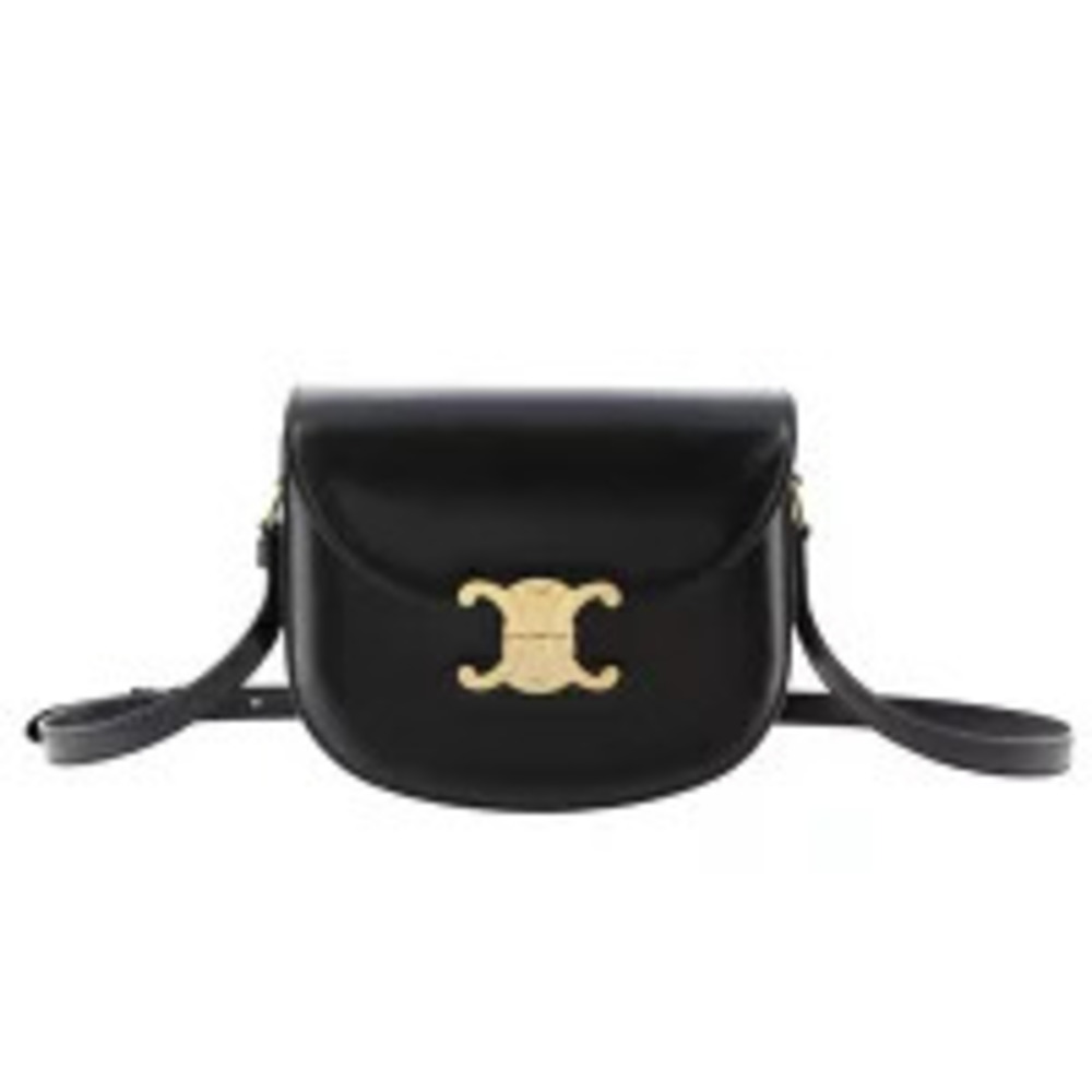 Celine Buzas Claire Shoulder Bag Shiny Calfskin Black